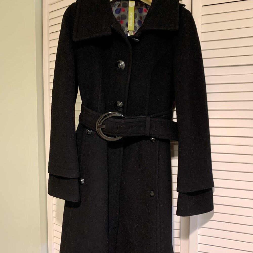 Soia & Kyo Black Wool Overcoat - Women's Size XS - Excellent Condition